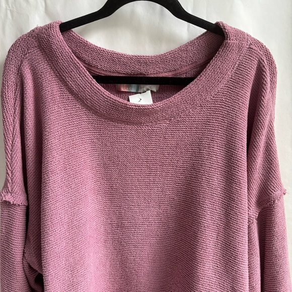 Free People Beach Shadow Crew Blouson-Sleeve Pull Over Sweater Mauve Size XL - Picture 5 of 17